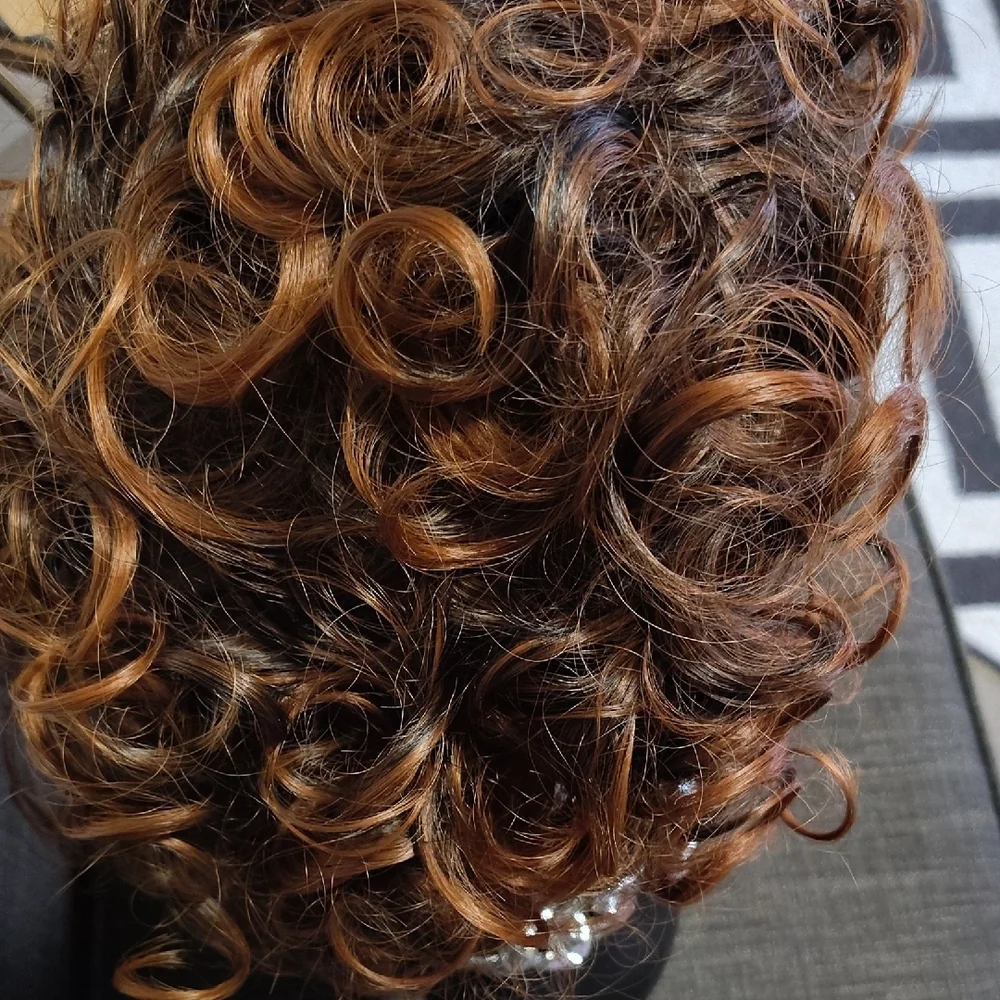 🆕Curly Mixed Golden Brown& Blk Fashion Wig NIP